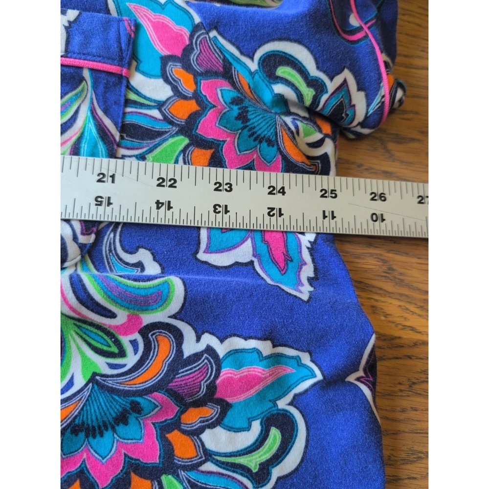 Bed Head Trina Turk PJ Set Blue Floral Womens 2X Short Sleeve Top 3X Crop Pants - Picture 4 of 9